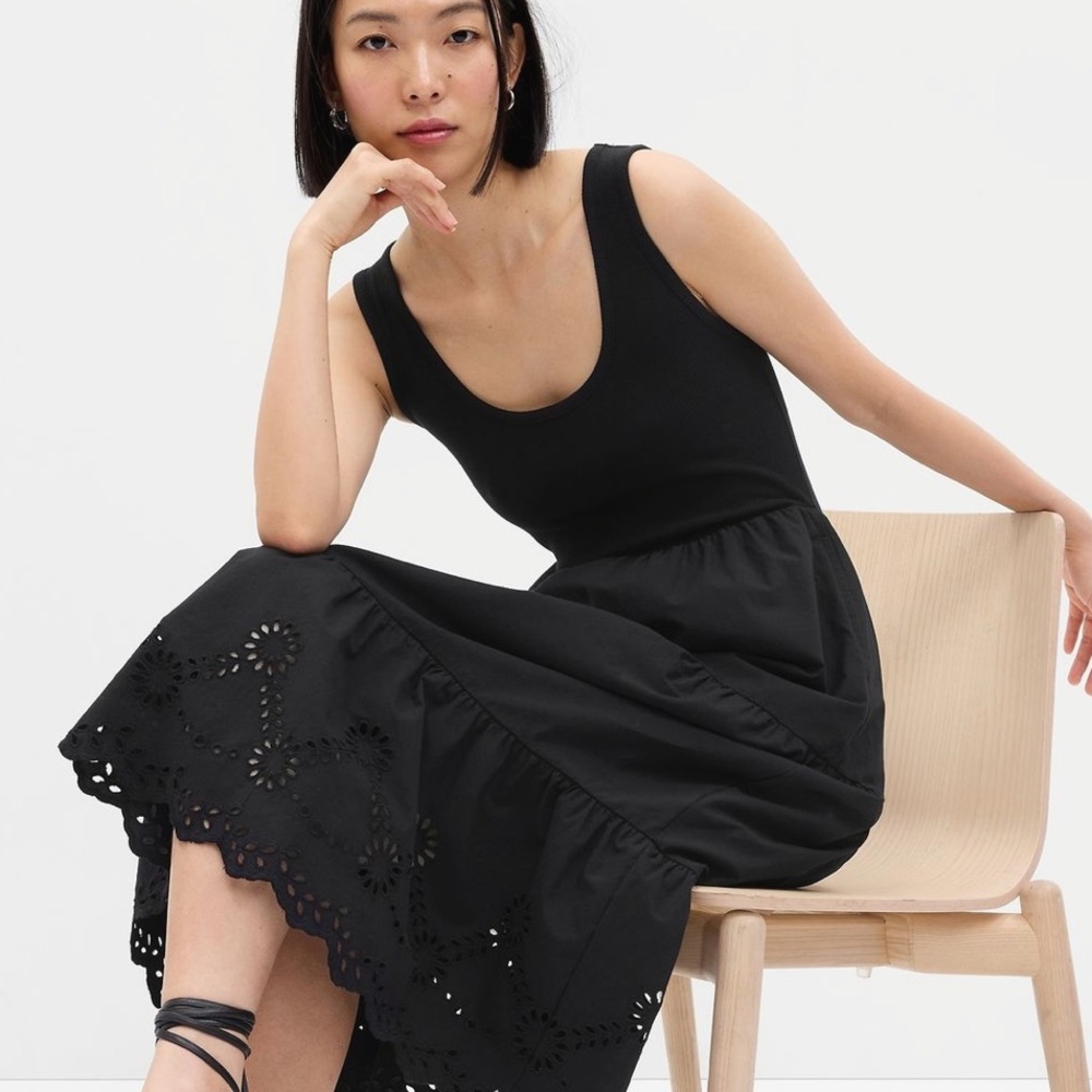 Eyelet midi dress